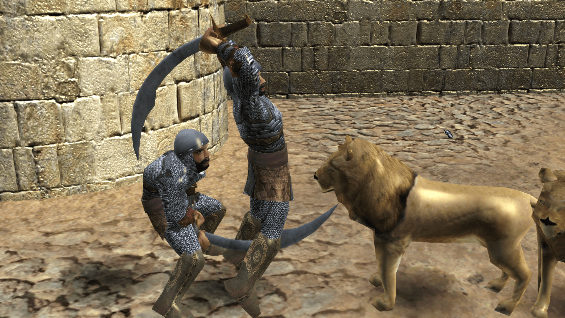 Arabian swordsmen vs lions